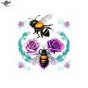 2 bees and rose tattoo design idea