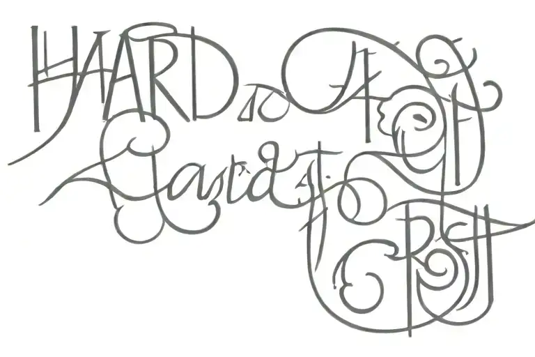 the phrase "hard and soft" in very swirly calligraphy font but still readable tattoo design idea