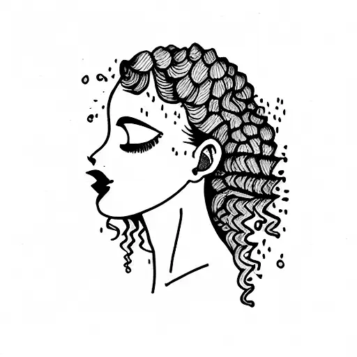 Tattoo Design Nice Face Long Curly Stock Vector (Royalty Free) 187469531 |  Shutterstock