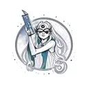 Luna Lovegood casting a spell with her wand tattoo design idea