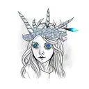 Luna Lovegood casting a spell with her wand tattoo design idea