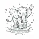 a small cute elephant skating on ice  make it more artistic and little bit blurred  tattoo design idea