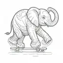 a small cute elephant skating on ice  make it more artistic and little bit blurred  tattoo design idea