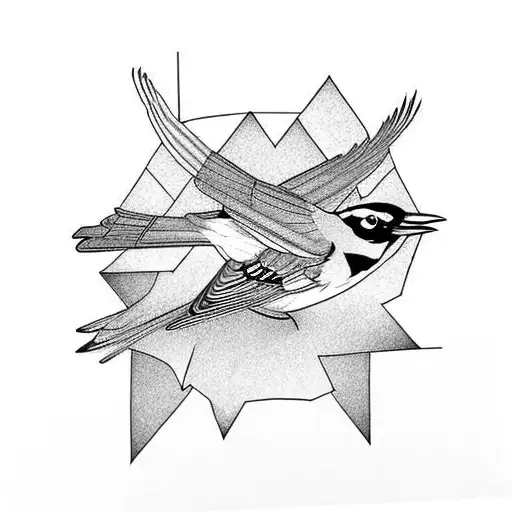 a robin and a bluejay taking flight, a cardinal follows close behind them tattoo design idea