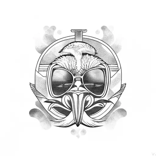 hippy Pelican with sunglasses.  tattoo design idea