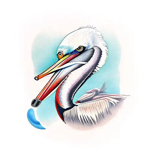 Pelican with sunglasses. smoking a cigar tattoo design idea
