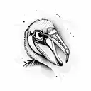hippy Pelican with sunglasses.  tattoo design idea