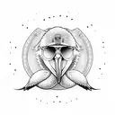 hippy Pelican with sunglasses.  tattoo design idea
