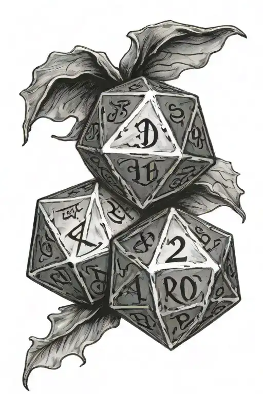 a d20 dice One side result with the phrase "That's the way i roll" tattoo design idea