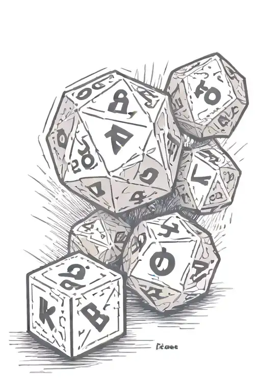 a d20 dice On the One side result with the phrase "That's the way i roll" tattoo design idea