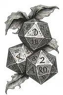 a d20 dice One side result with the phrase "That's the way i roll" tattoo design idea
