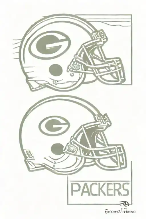 black and white line work Green Bay packers tattii tattoo design idea
