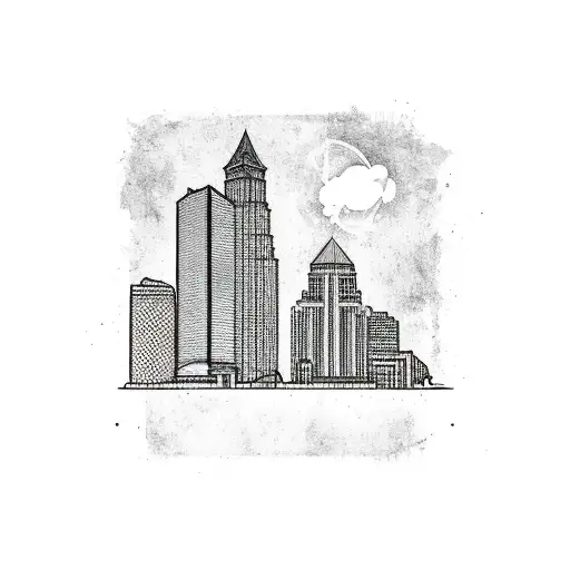 Tampa Skyline buildings in a line tattoo design idea