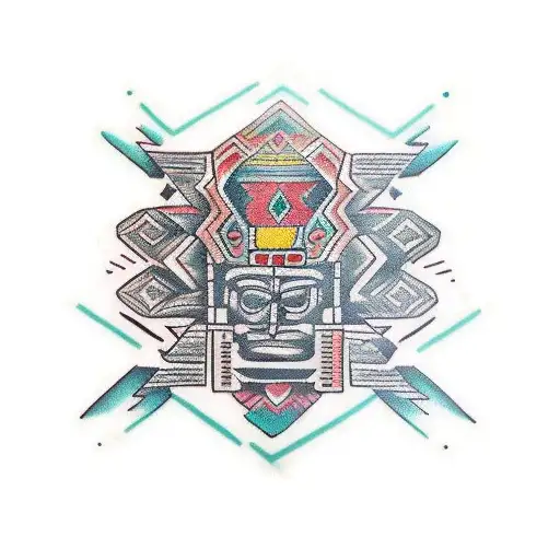 aztec pattern around forearm tattoo design idea