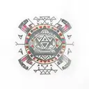 aztec pattern around forearm tattoo design idea