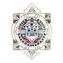 aztec pattern around forearm tattoo design idea