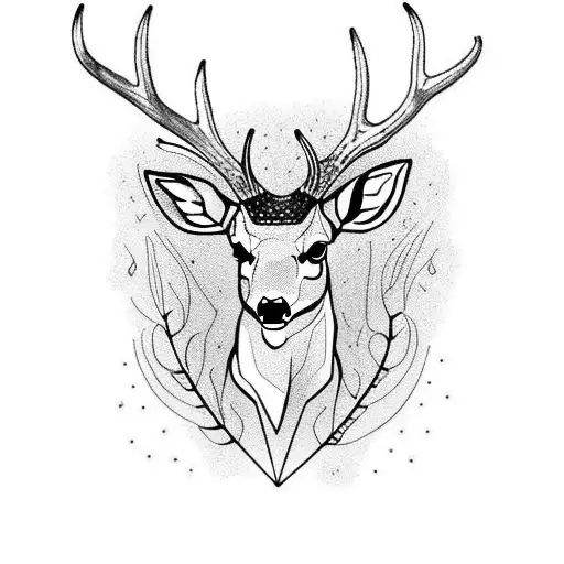 Reindeer illustration, White-tailed deer Tattoo Antler Drawing, geometric  background, white, mammal, animals png | PNGWing