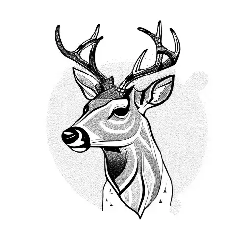 deer with long antlers tattoo design idea