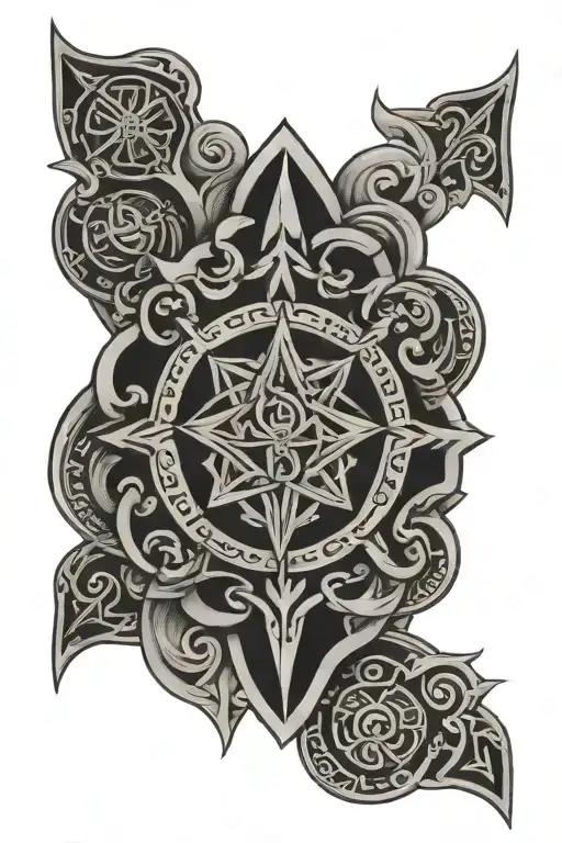 Lithuanian pagan symbols intertwined tattoo design idea