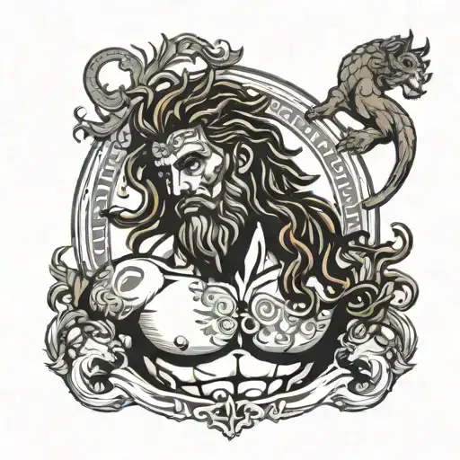Hercules with a lion skin over his head in dark grey  tattoo design idea