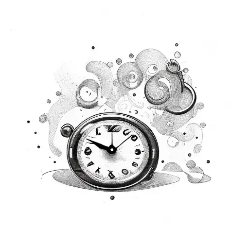 crying cartoon clock tattoo design idea