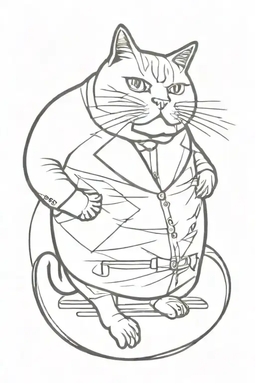 fat cat capitalist in cross hairs tattoo design idea