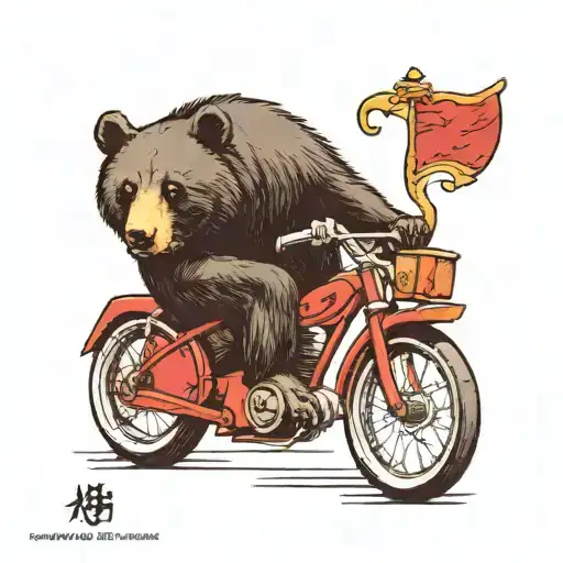black bear riding red bike tattoo design idea