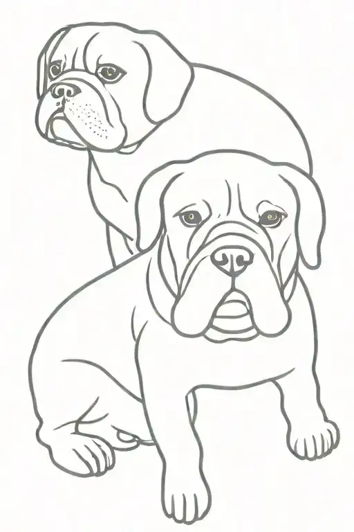 beagle and bulldog sitting tattoo design idea