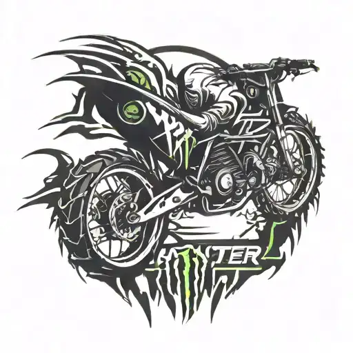 monster energy logo with motocross helmet tattoo design idea