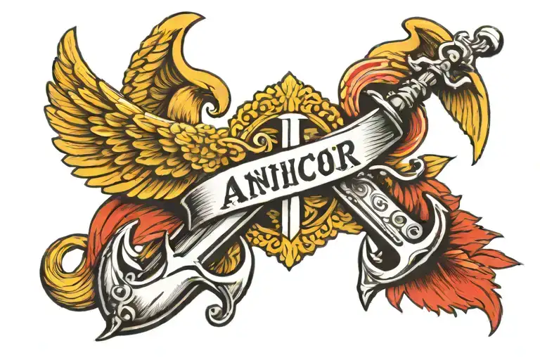 Anchor angel wings tattoo design idea