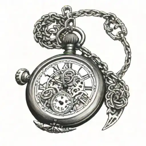 pocket watch with the time 9:36, African tribal, Roman numerals for march 27,1983 tattoo design idea
