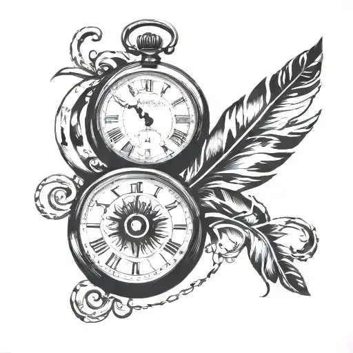 pocket watch with the time 9:36 am, African tribal, Roman numerals for march 27,1983 tattoo design idea