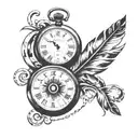pocket watch with the time 9:36 am, African tribal, Roman numerals for march 27,1983 tattoo design idea