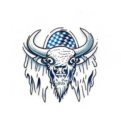 bison skull tattoo design idea