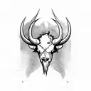 bison skull with feather and thorns tattoo design idea