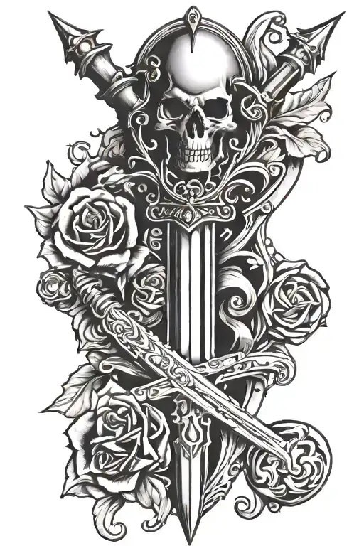 The Gothic dagger tattoo design idea
