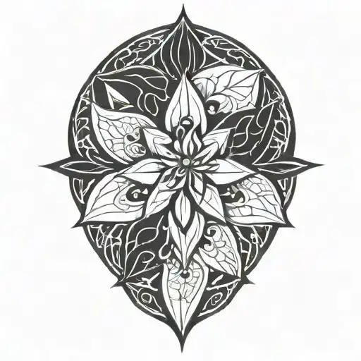 geometric gothic lily mandala tattoo design idea