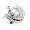 pascal chameleon with angle wings tattoo design idea
