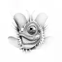 pascal chameleon with angle wings tattoo design idea