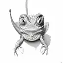 pascal chameleon with angle wings tattoo design idea