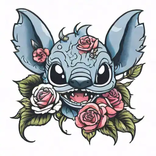 Stich with roses tattoo design idea