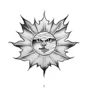 half Maple leaf half sun tattoo design idea