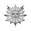 half Maple leaf half sun tattoo design idea
