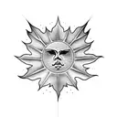 half Maple leaf half sun tattoo design idea
