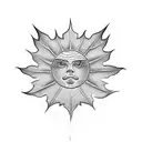 half Maple leaf half sun tattoo design idea