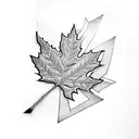 half Maple leaf half sun tattoo design idea