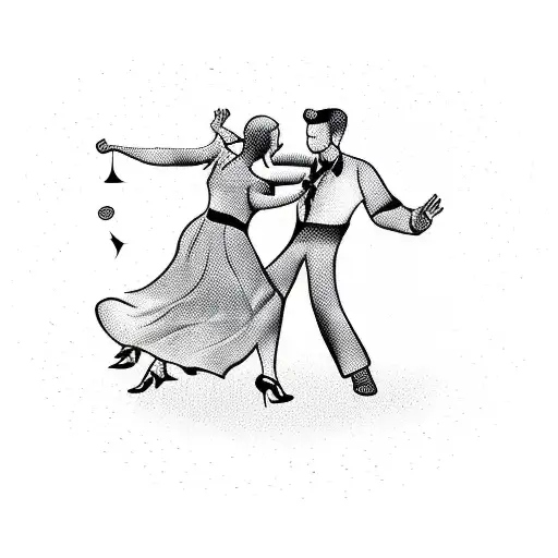 couple swing dancing distorted tattoo design idea