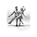 couple swing dancing distorted tattoo design idea