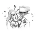 couple swing dancing distorted tattoo design idea