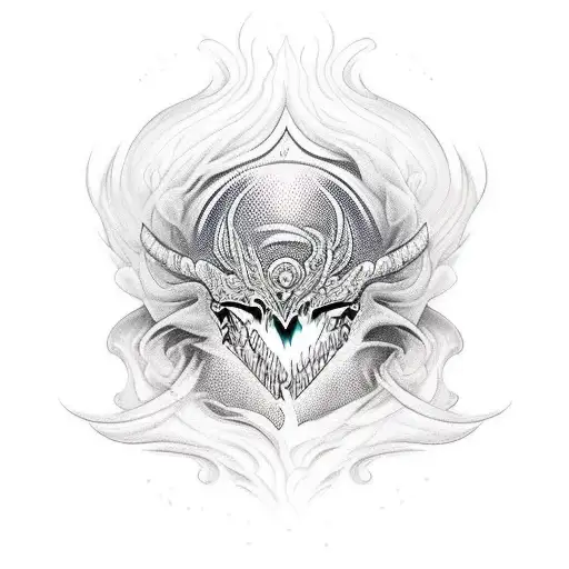 fenix levantando voo com fogo no fundo tattoo design idea